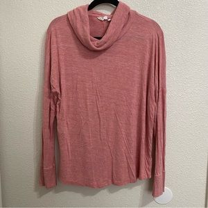 Nicole Miller Pink Lightweight Cowl Neck Long Sleeve Pullover, XL